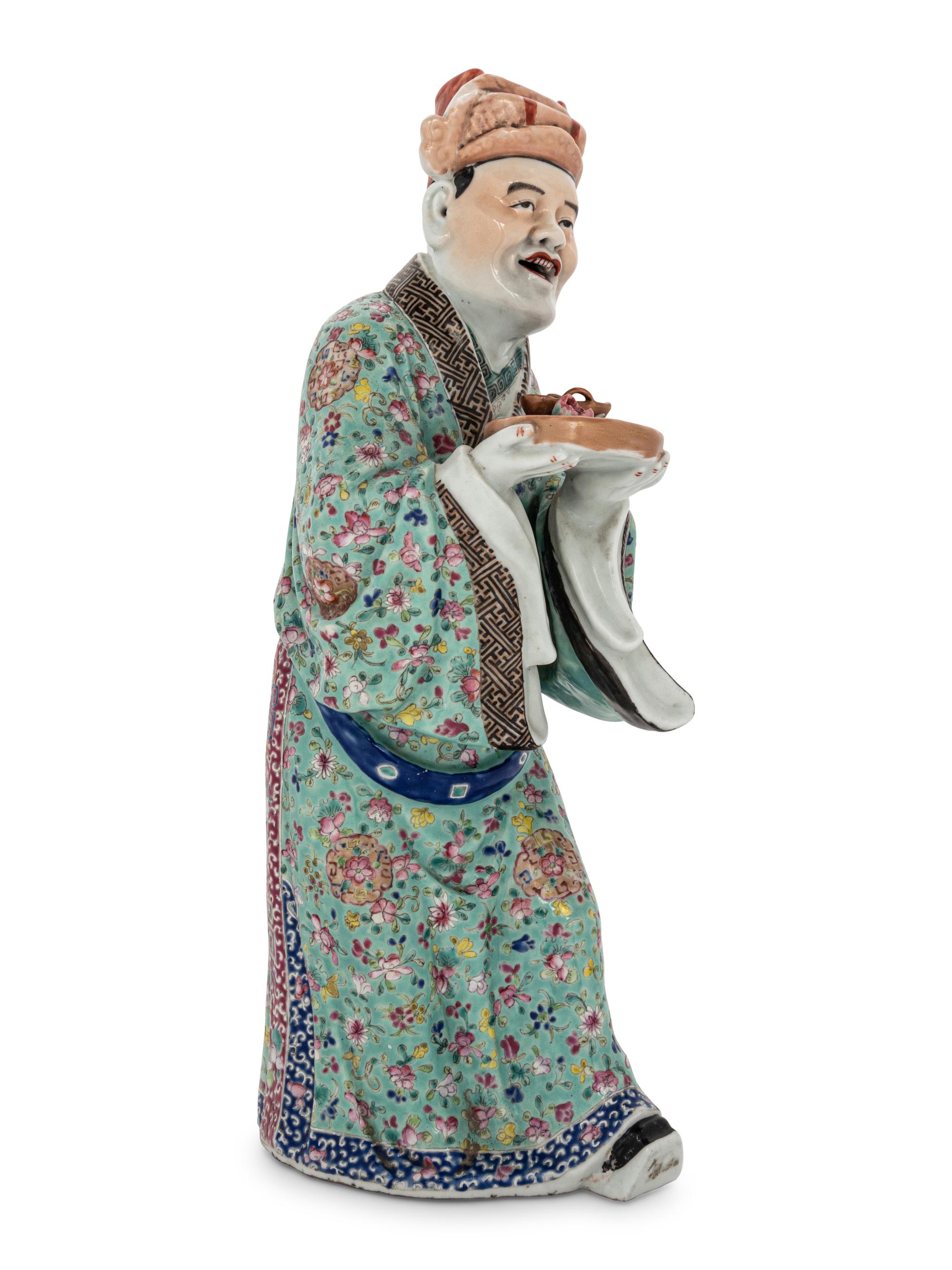 A Chinese Famille Rose Porcelain Figure of a Male