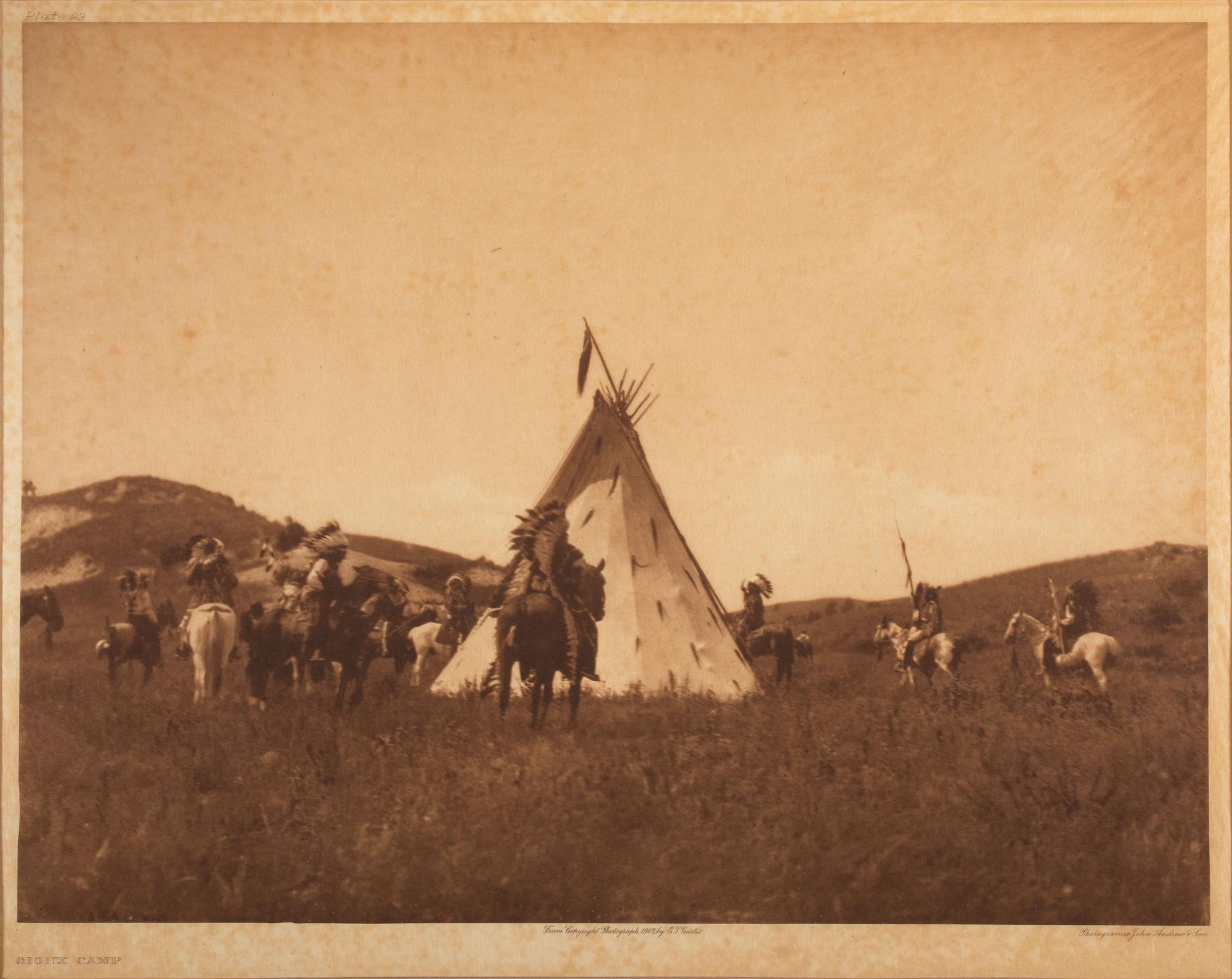 CURTIS, Edward (1868-1952). Sioux Camp (Plate 93, portfolio 3)
