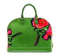 A Louis Vuitton Vert Tonic Vernis Roses Alma Bag, 15 x 10 1/2 x 7 1/2 inches.