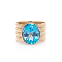 YELLOW GOLD AND BLUE TOPAZ RING