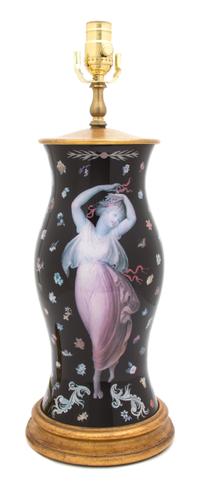 A Decoupage Table Lamp Height 15 inches. — 20TH CENTURY