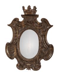 A Continental Carved, Painted and Parcel Gilt Mirror