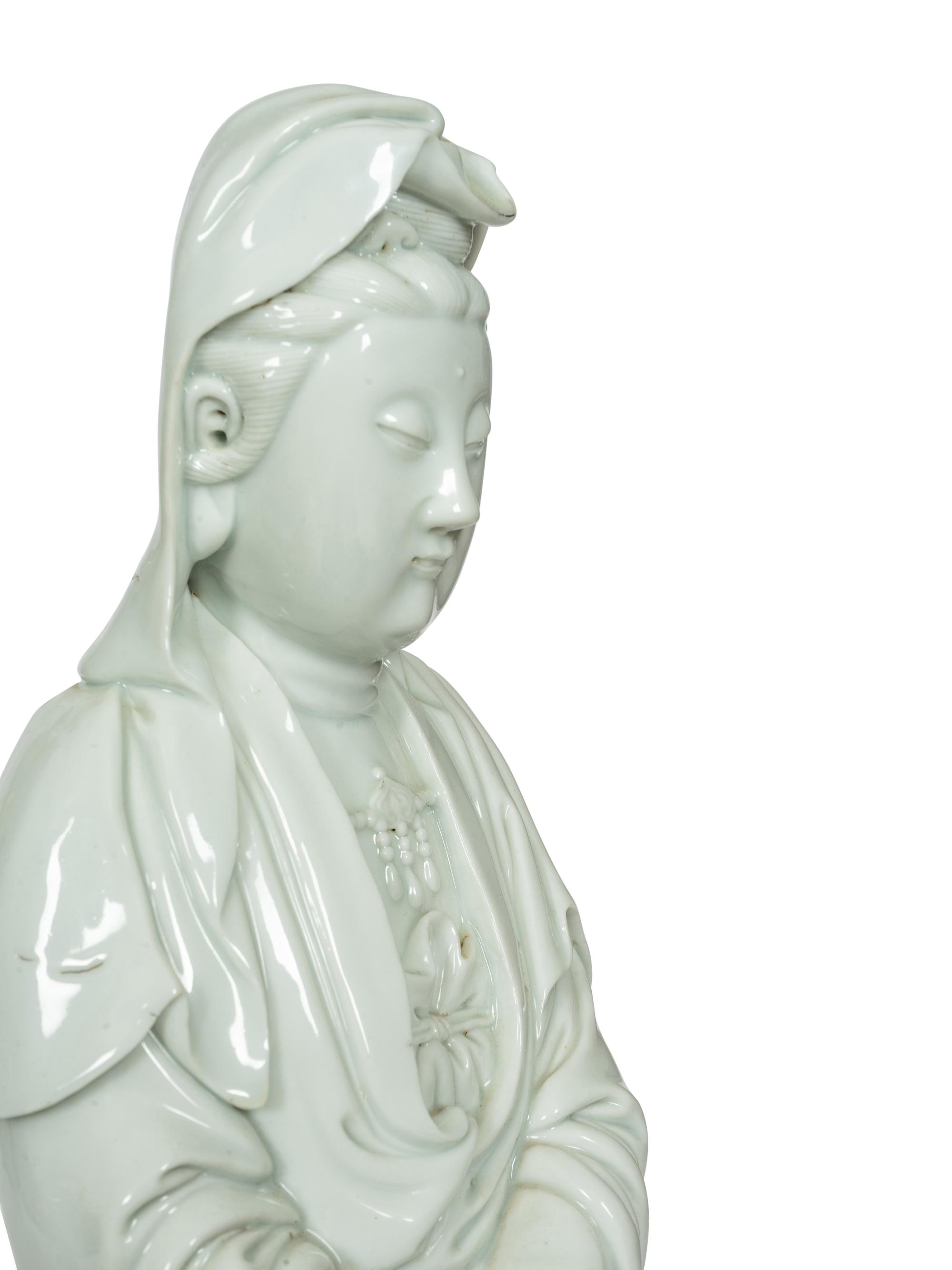A Pair of Blanc de Chine Figures of Guanyin