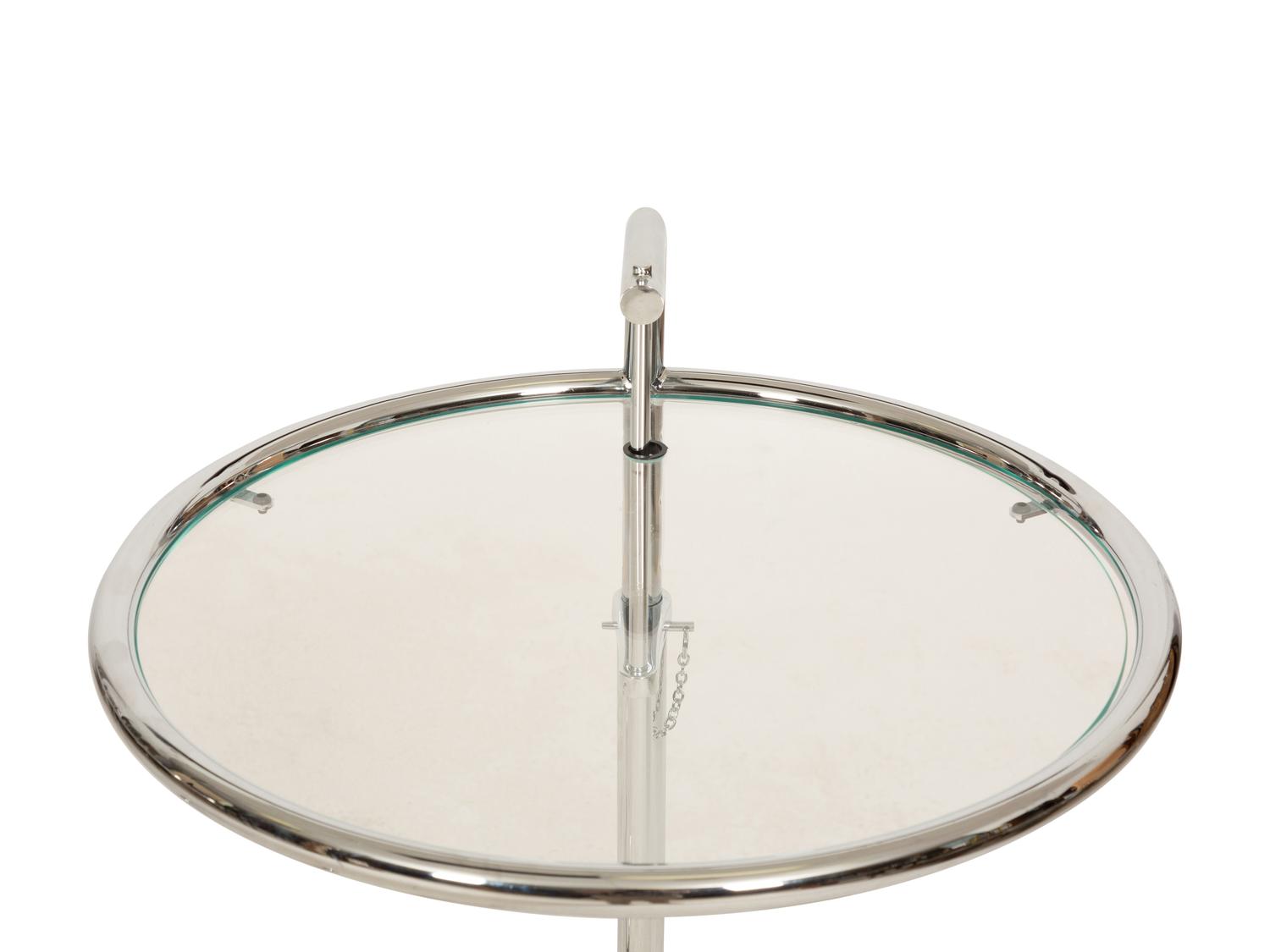 A Pair of Chrome and Glass Adjustble Side Tables