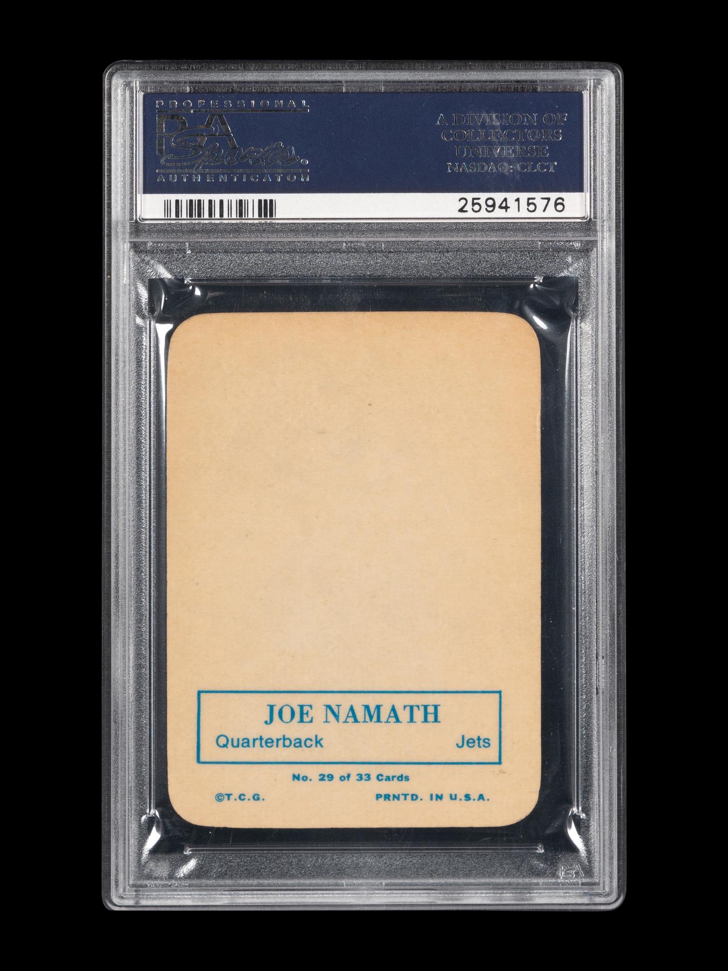 A 1970 Topps Joe Namath Super Glossy Football Card (PSA 8 NM-MT)