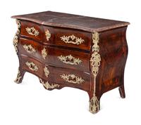 A Régence Style Gilt-Bronze Mounted Kingwood and Tulipwood Commode