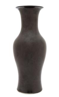 A Chinese Monochrome Black Glazed Porcelain Vase 18TH/19TH CENTURY Height 15 3/4 inches. — 18TH/19TH CENTURY