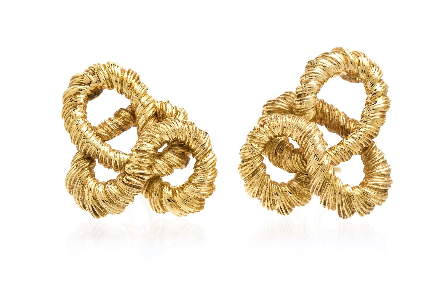 A Pair of 14 Karat Yellow Gold Earclips, 11.70 dwts.