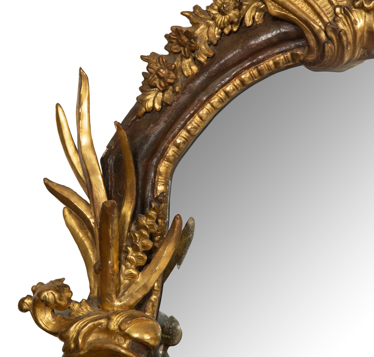 An Italian Painted and Parcel Gilt Mirror