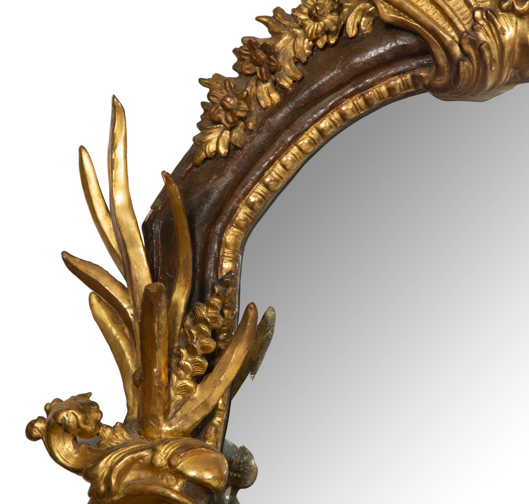An Italian Painted and Parcel Gilt Mirror
