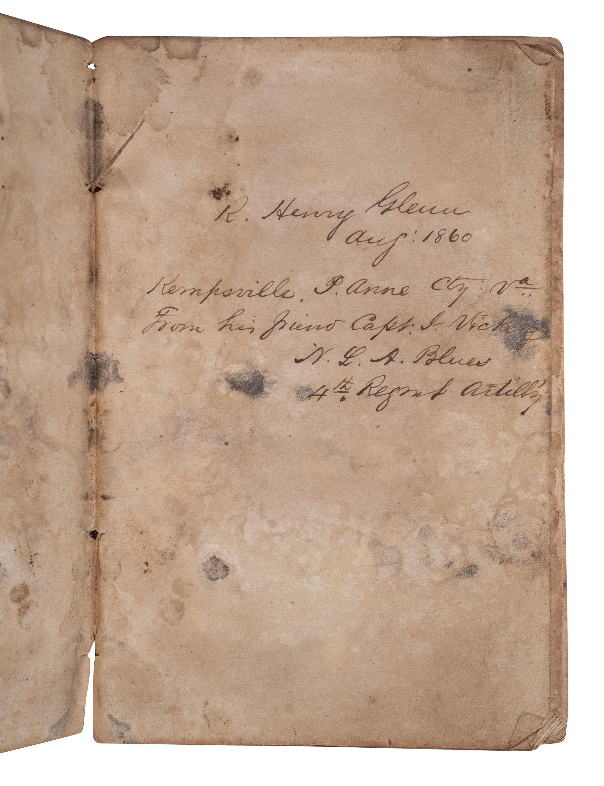 [CIVIL WAR]. [LEE, James Kendall]. The Volunteer's Hand Book. Richmond, VA: West & Johnston, 1860. Unrecorded early printing.