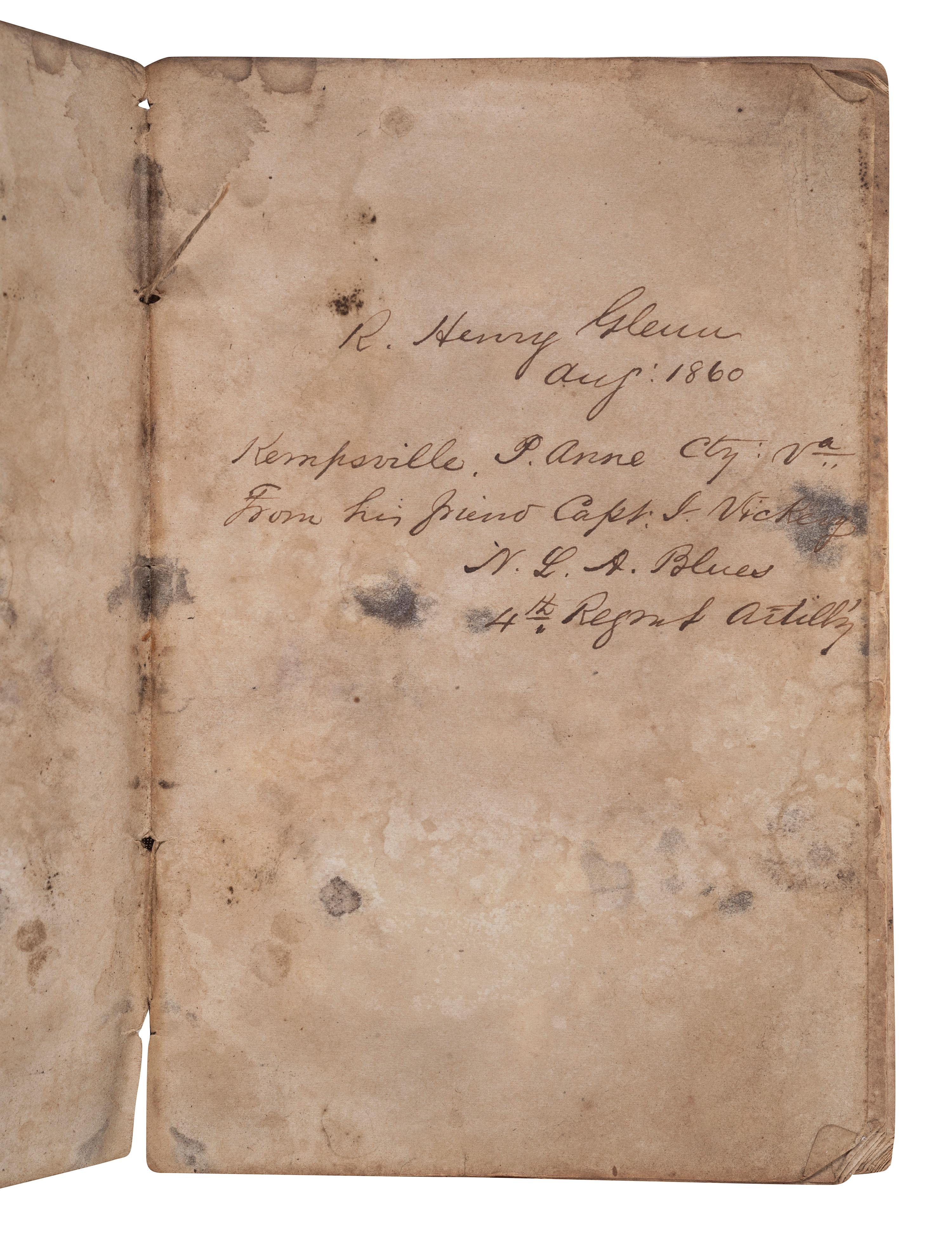 [CIVIL WAR]. [LEE, James Kendall]. The Volunteer's Hand Book. Richmond, VA: West & Johnston, 1860. Unrecorded early printing.