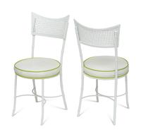 A Powder-Coated Metal Five-Piece Garden Table and Chairs