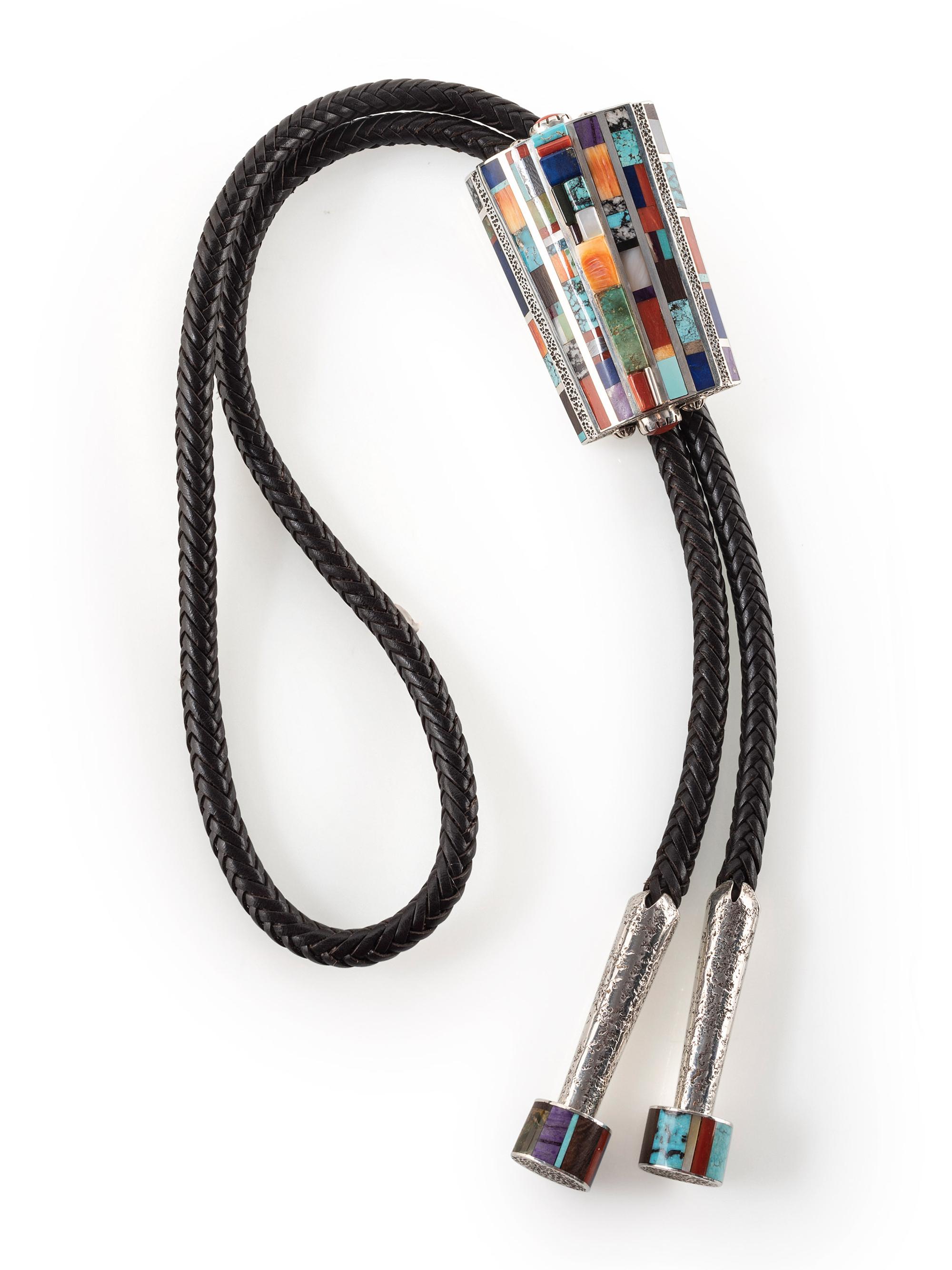 Sterling Silver and Mosaic Inlay Bolo Tie