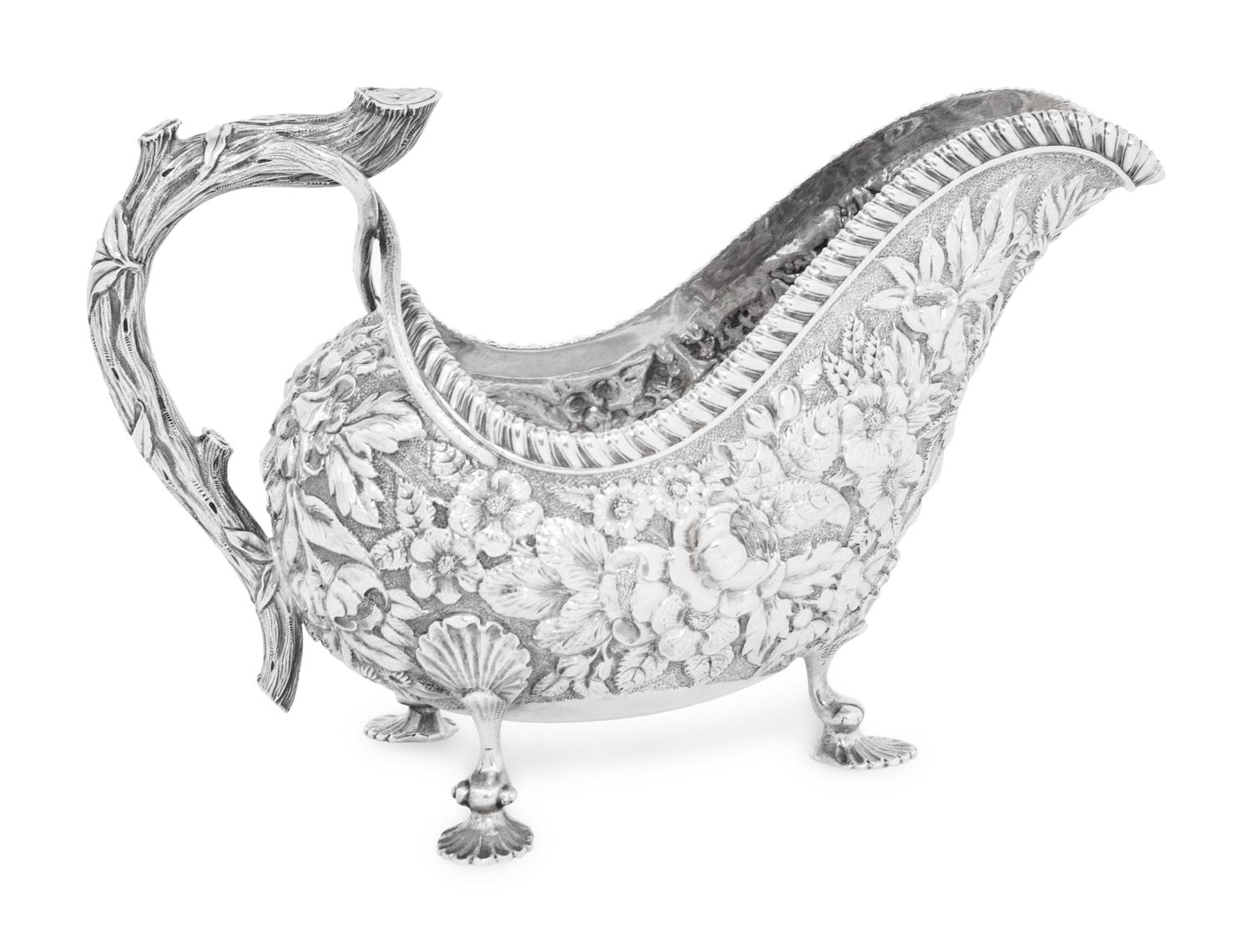 A Group of Five American Silver Repoussé Table Articles
