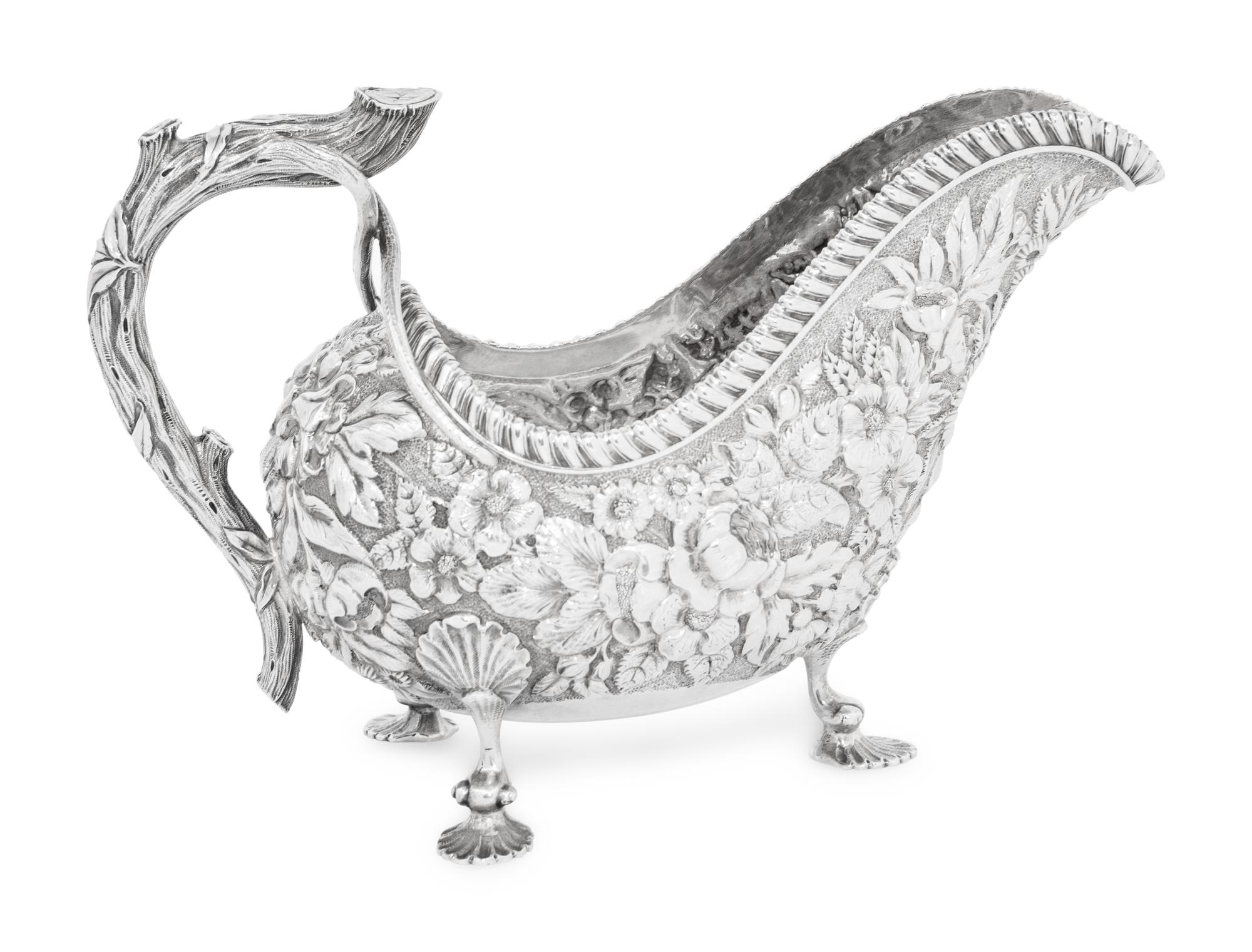 A Group of Five American Silver Repoussé Table Articles