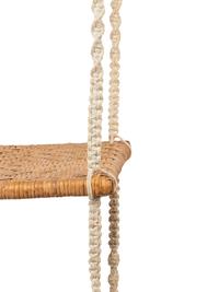 A Three-Tier Cord and Rattan Hanging Shelf Unit