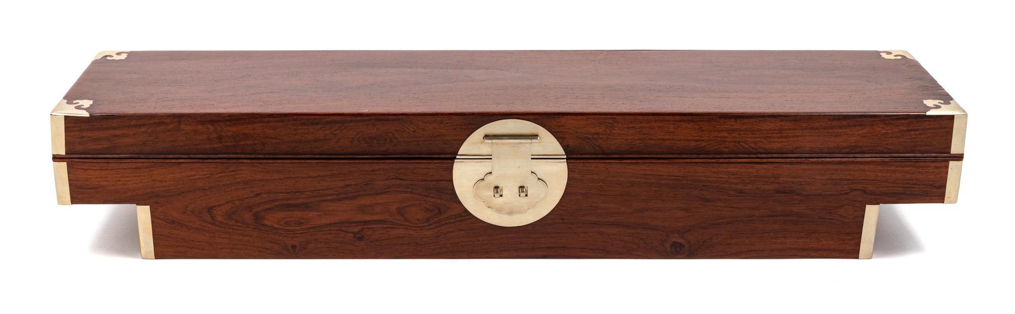 A Chinese Huanghuali and Tielimu Sedan Chair Document Box, Jiaoxiang Height 5 x width 29 1/4 x depth 6 1/2 inches. — 18TH/19TH CENTURY