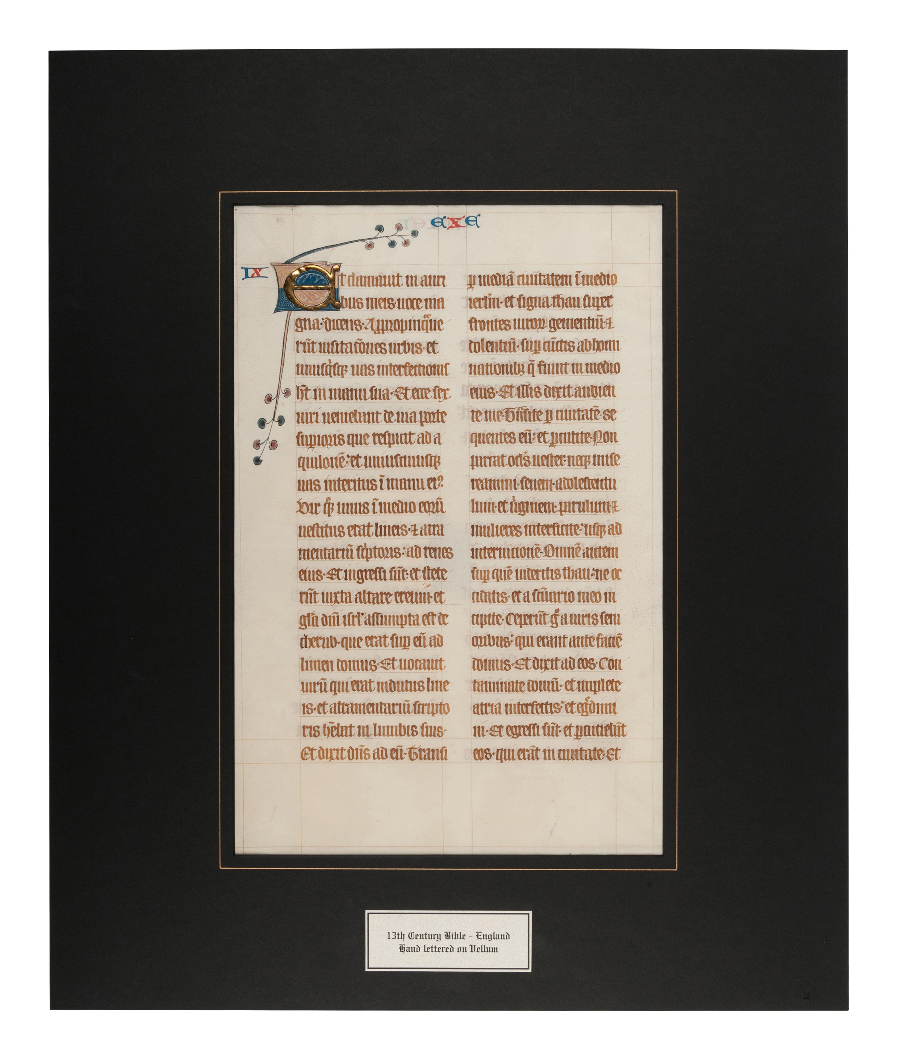 [MANUSCRIPT LEAF -- BIBLE]. One leaf on vellum, in Latin. England?, ca. 1250.