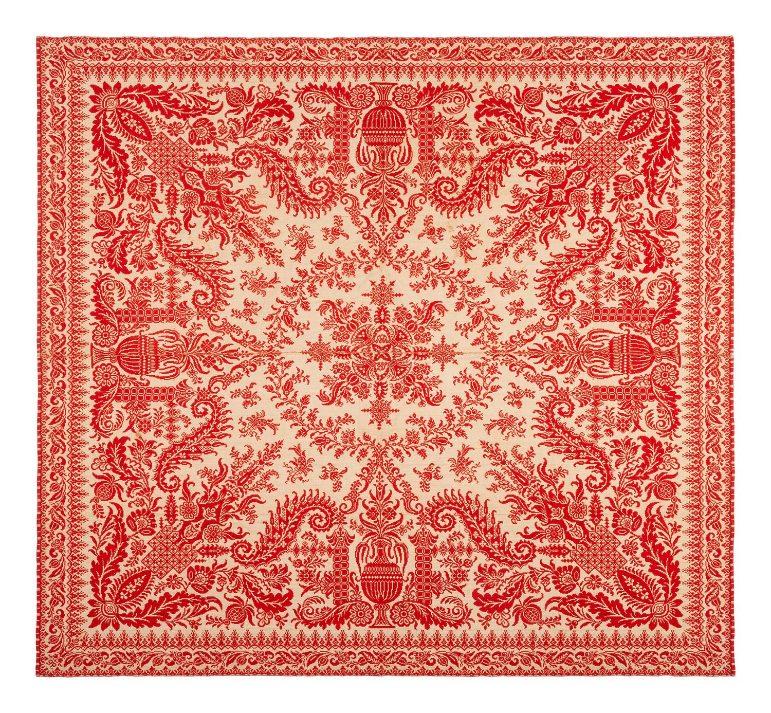 Three Jacquard Woven Coverlets