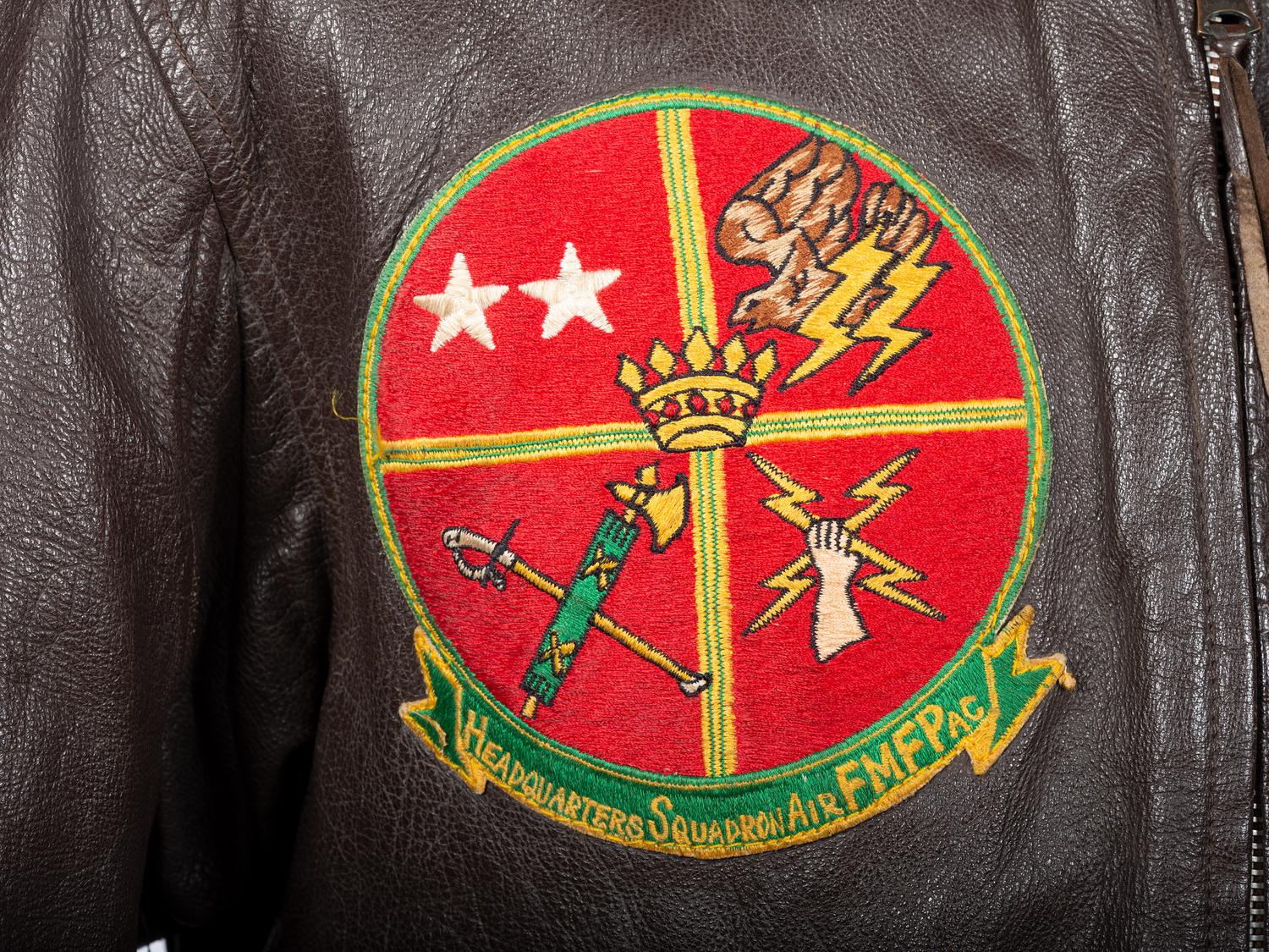 [MILITARIA]. Lt. General Carson A. Roberts (1905-1983) G-1 military flight jacket with Fleet Marine Force, Pacific squadron patch.