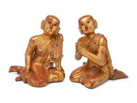 A Pair of Southeast Asian Giltwood Monk Figures