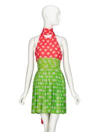 BILL BLASS, FLORAL PRINT HALTER DRESS