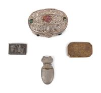 Four Chinese Metal Covered Boxes
