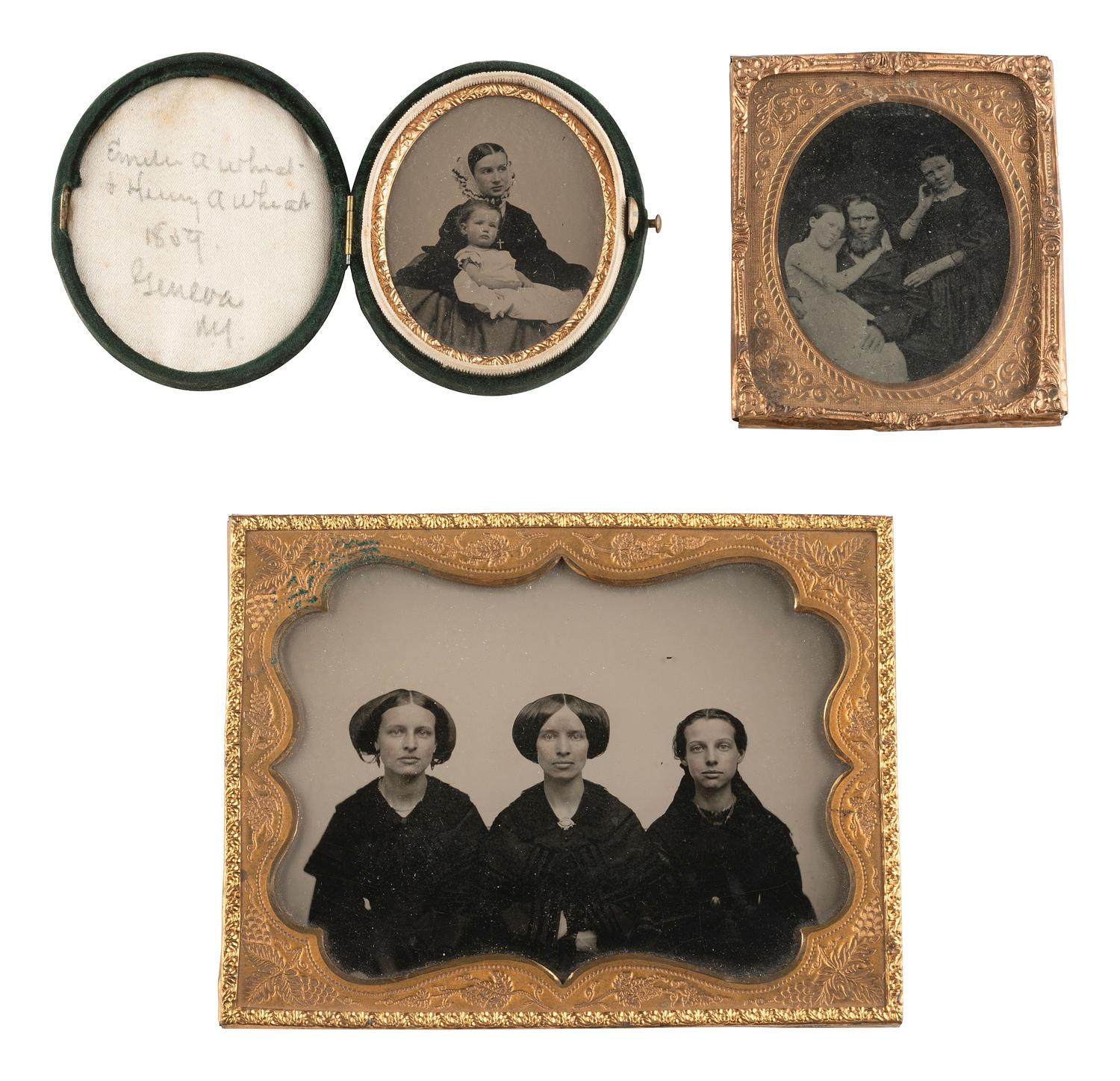 [EARLY PHOTOGRAPHY]. Assorted cased images of pairs and trios of sitters.