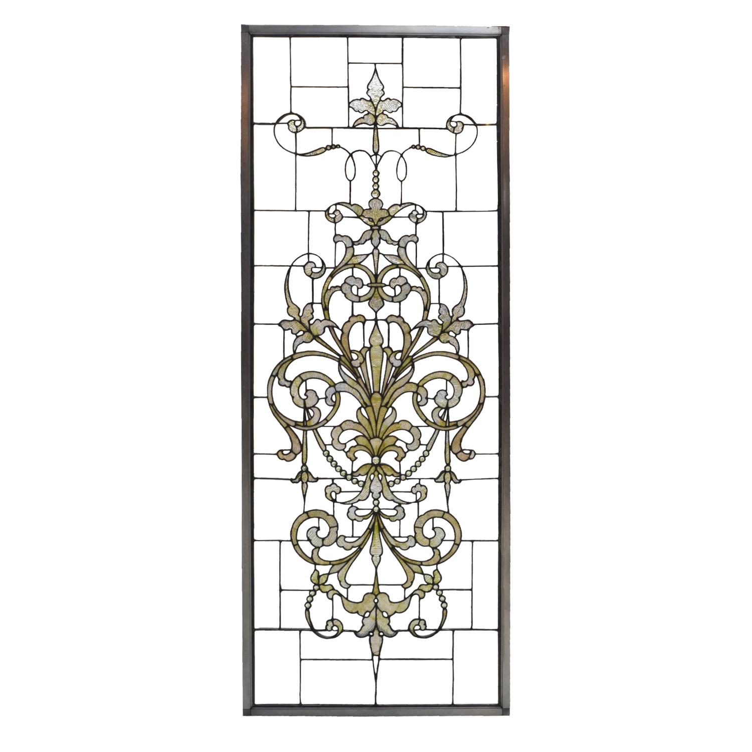 A Leaded Glass Window Attributed to 3rd Street Studios 26.25" W x .5" D x 69" H — United States, Circa 1900