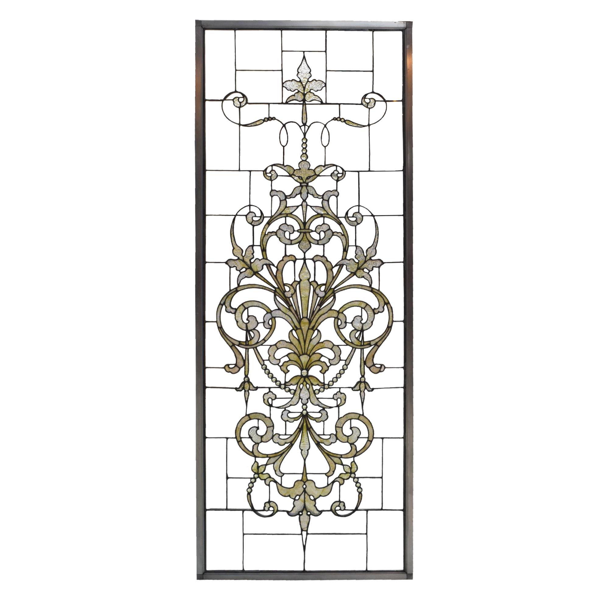 A Leaded Glass Window Attributed to 3rd Street Studios 26.25" W x .5" D x 69" H — United States, Circa 1900