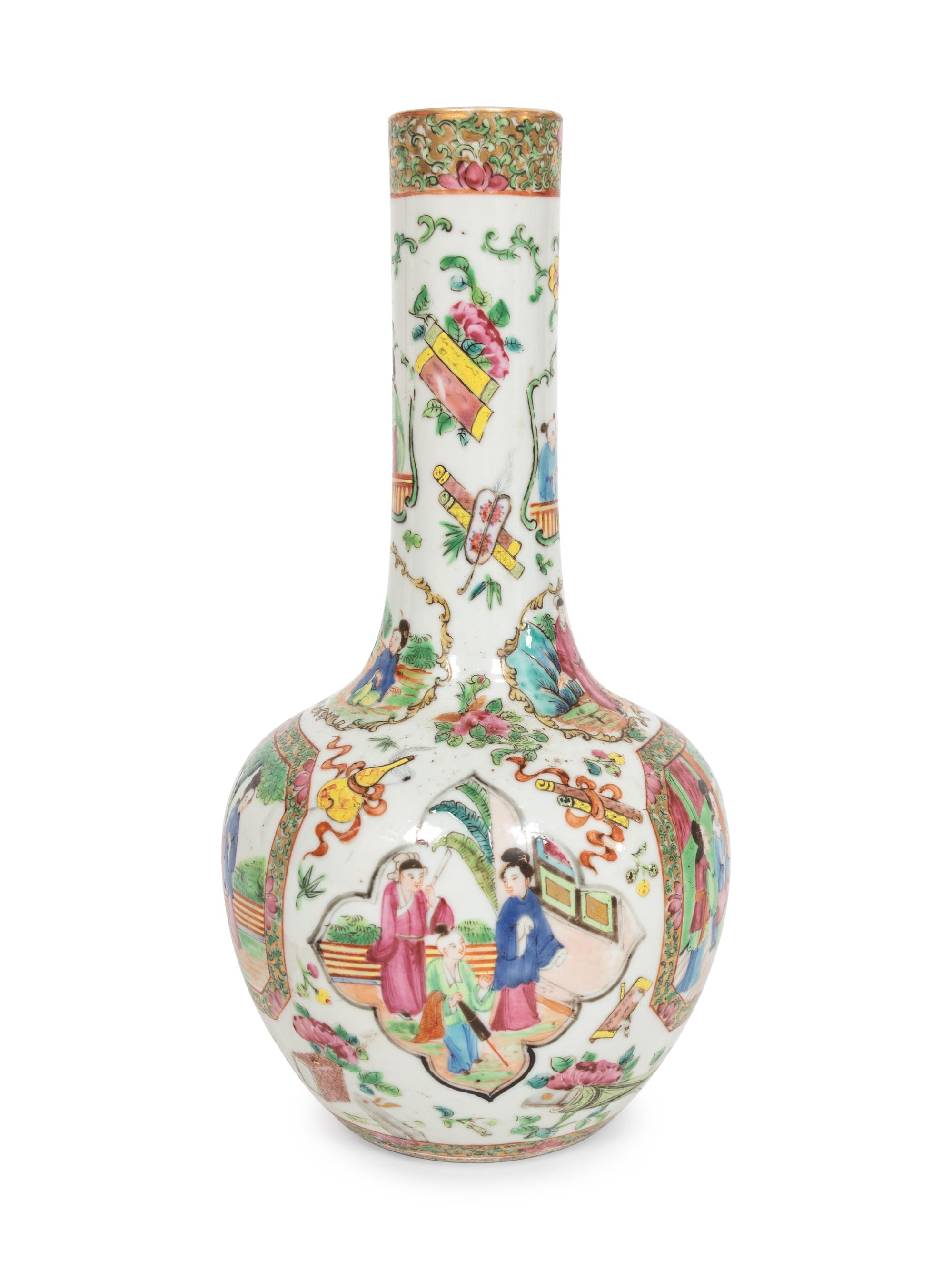 A Pair of Rose Medallion Porcelain Vases
