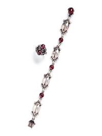 GEORG JENSEN, COLLECTION OF STERLING SILVER AND GARNET JEWELRY