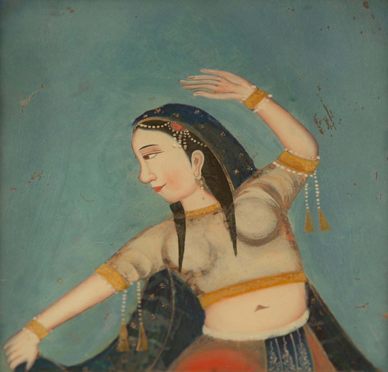 A Pair of Indian Reverse Paintings on Glass