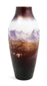 D'Argental, FRANCE, EARLY 20TH CENTURY, a cameo glass vase, with elk in landscape decoration