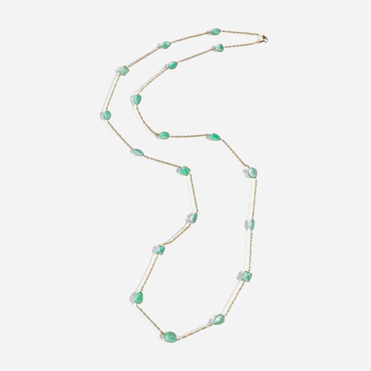 An 18K Yellow Gold and Emerald Necklace