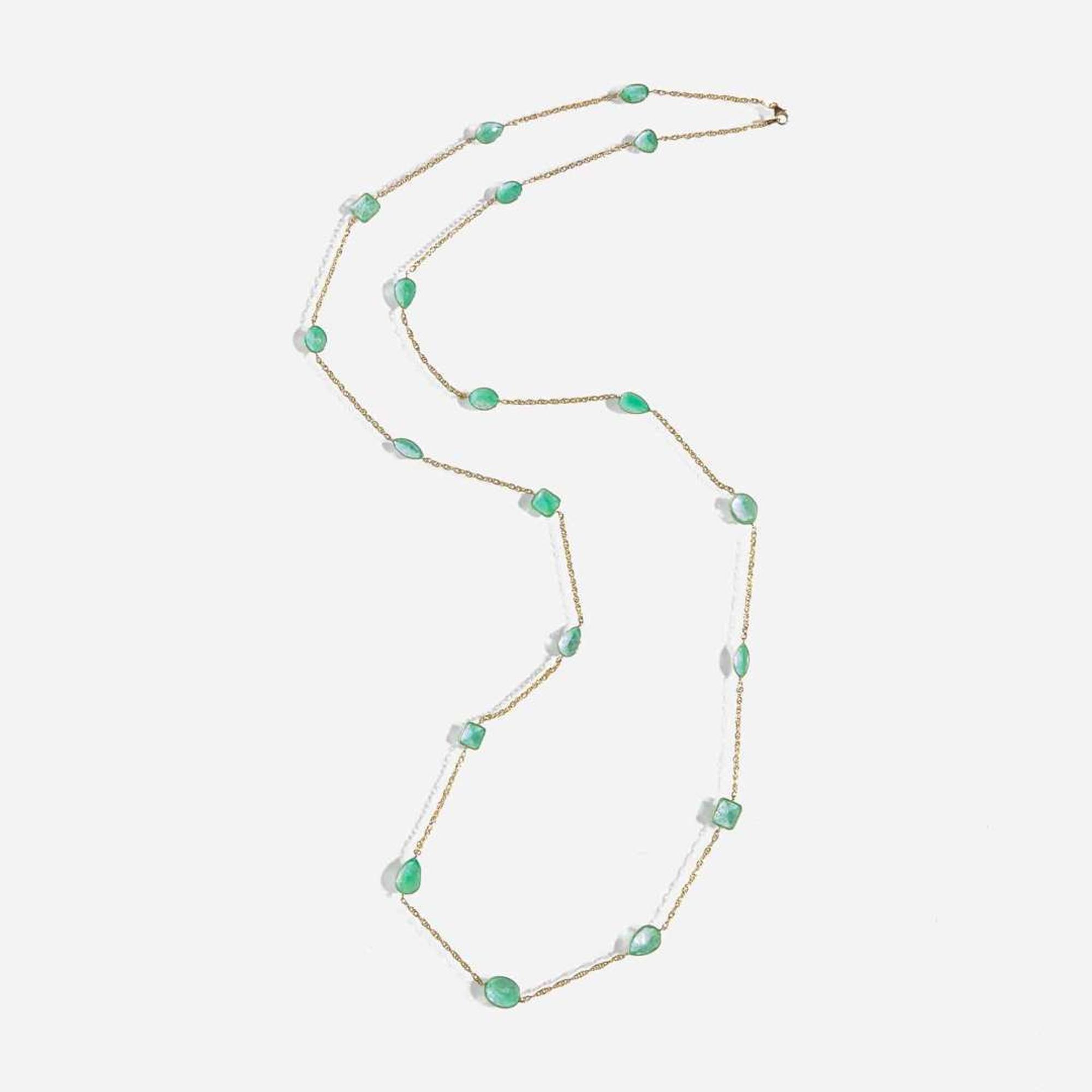 An 18K Yellow Gold and Emerald Necklace