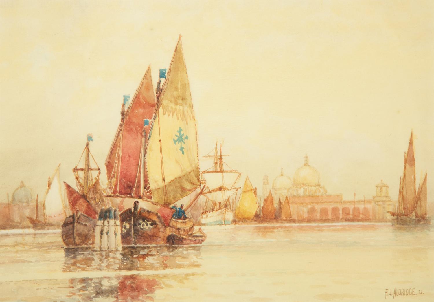 Venetian Harbor, 1920 , together with a work by an unknown artist