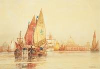 Venetian Harbor, 1920 , together with a work by an unknown artist