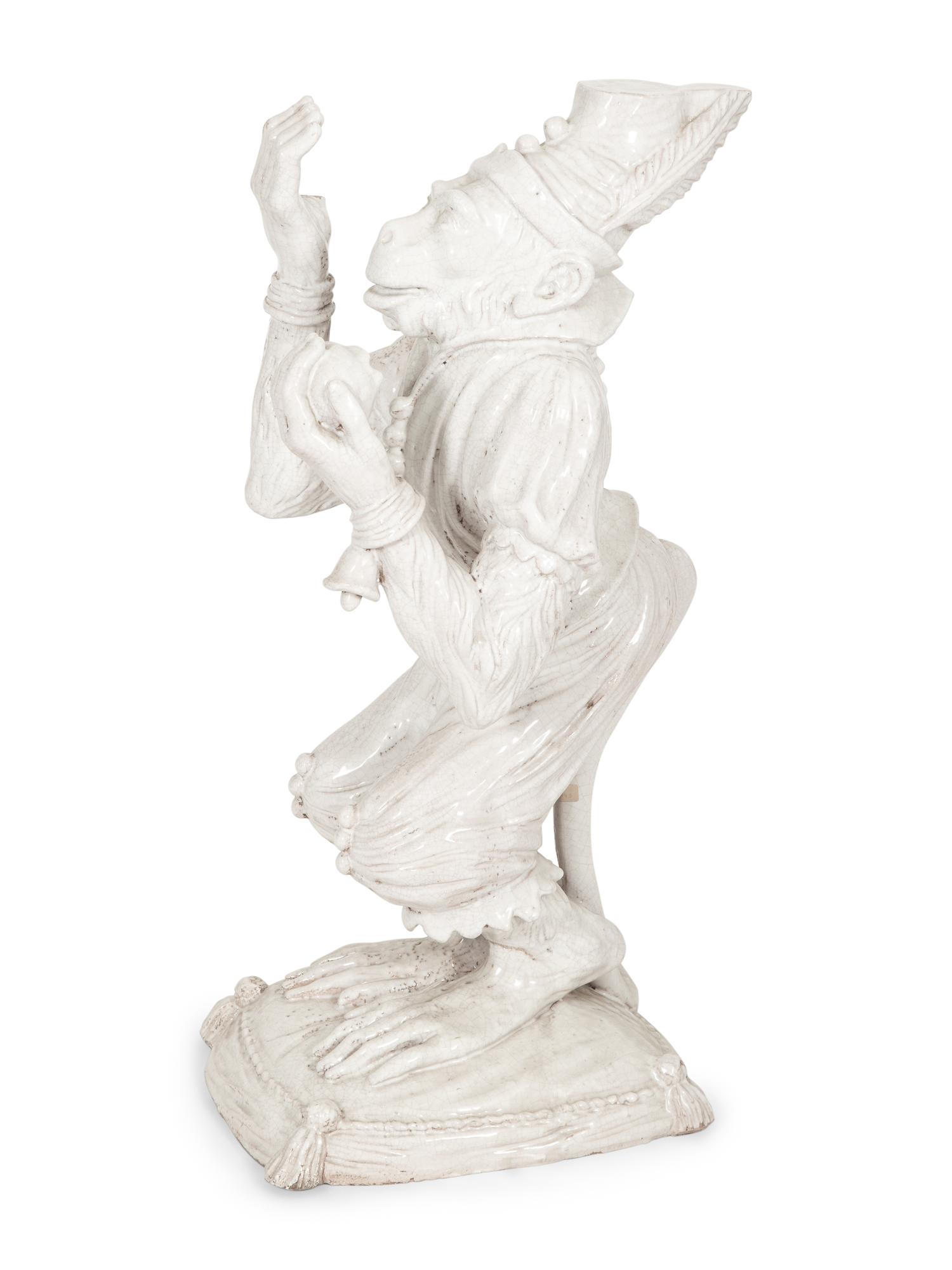 An Italian Glazed Terra Cotta Monkey Sculpture