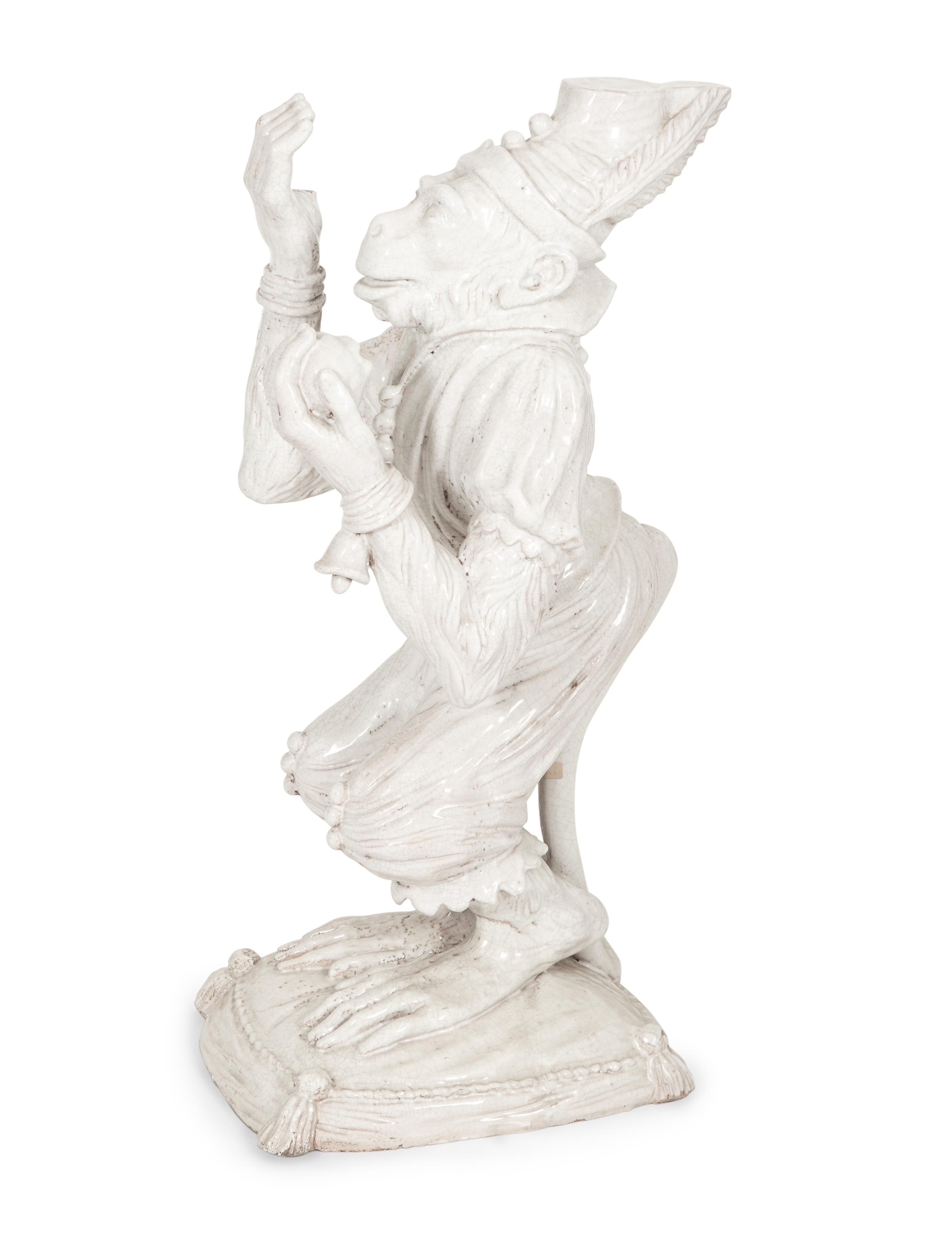 An Italian Glazed Terra Cotta Monkey Sculpture
