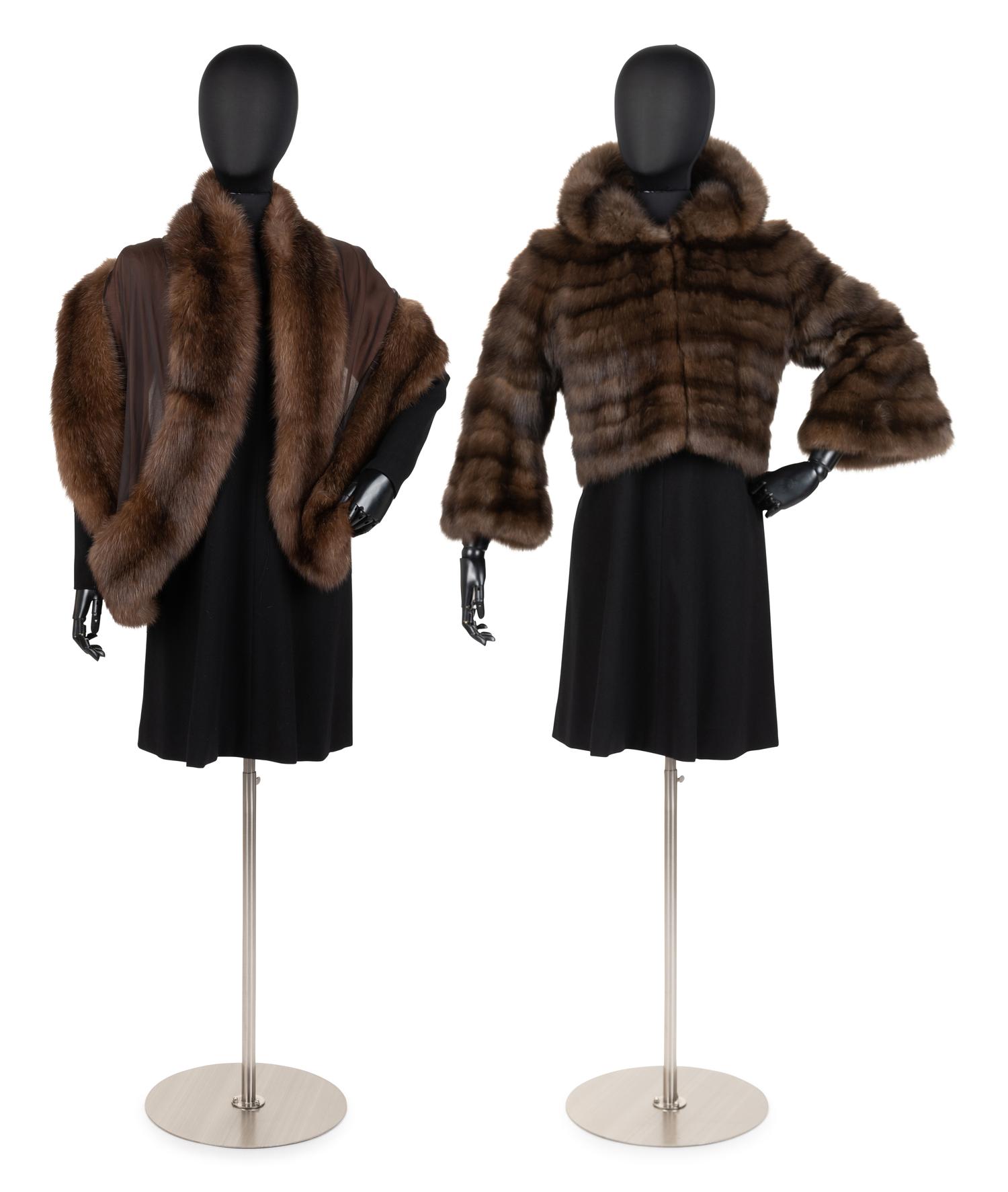Maximillian Russian Sable Short Coat and Unlabeled Sable-Trimmed Wrap, 2000-10s