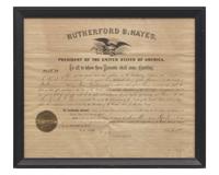 [Presidential] Hayes, Rutherford B. Partially-Printed Document, signed