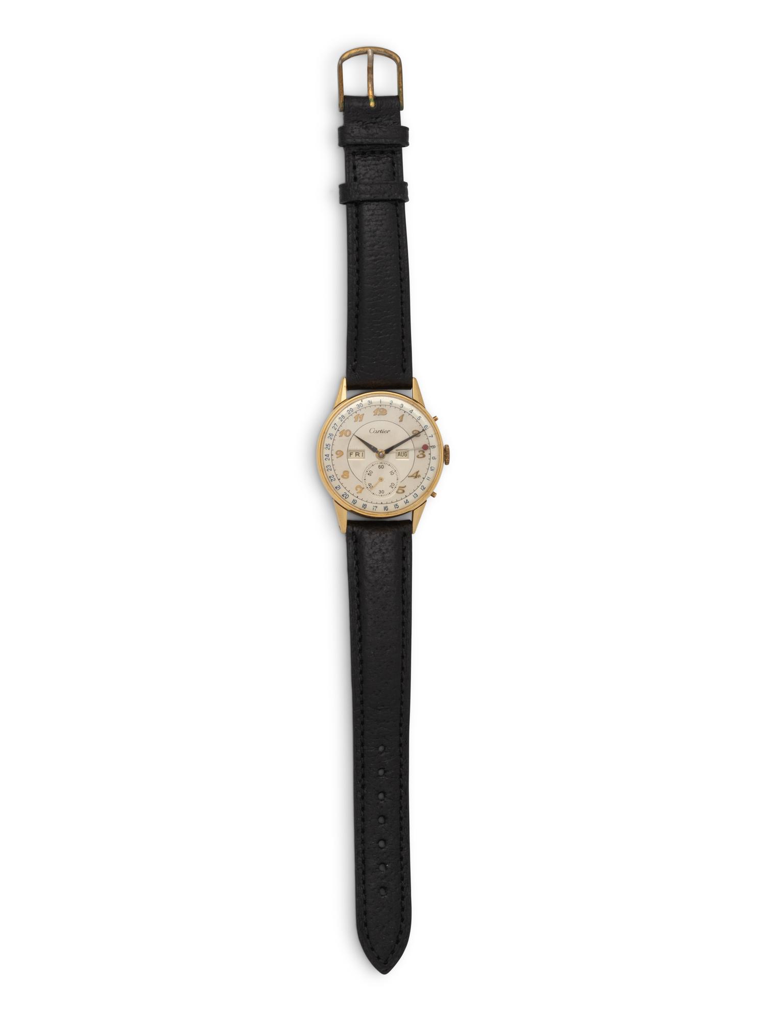 MOVADO RETAILED BY CARTIER, 14K YELLOW GOLD 'CALENDOGRAPH' WATCH