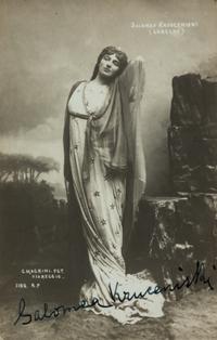 KRUSCENISKI, Salomea (1872-1952). Black and white photographic portrait, signed (“Salomea Krusceniski”), n.d.