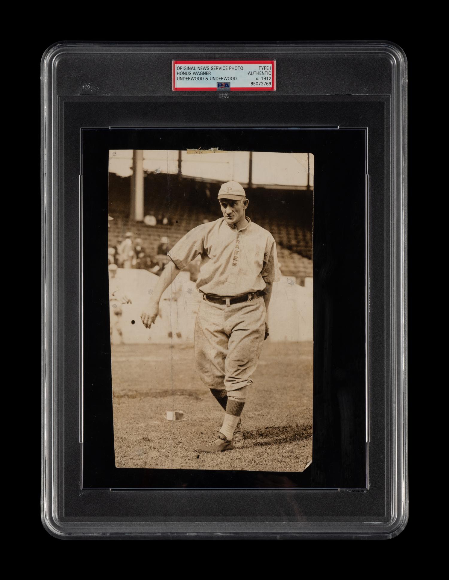 An Impressive 1912 Honus Wagner Pittsburgh Pirate Type One News Photograph (PSA Encapsulated)