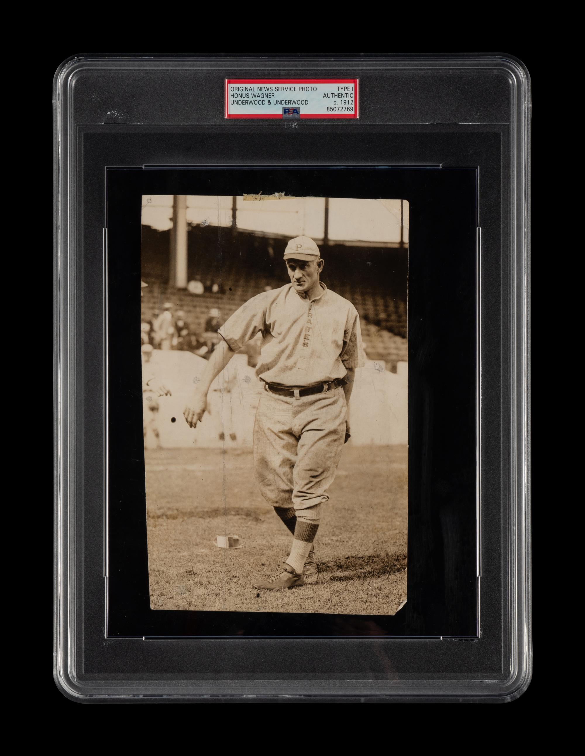 An Impressive 1912 Honus Wagner Pittsburgh Pirate Type One News Photograph (PSA Encapsulated)