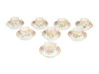 A Set of Eight Royal Copenhagen Flora Danica Porcelain Coffee Cups and Saucers