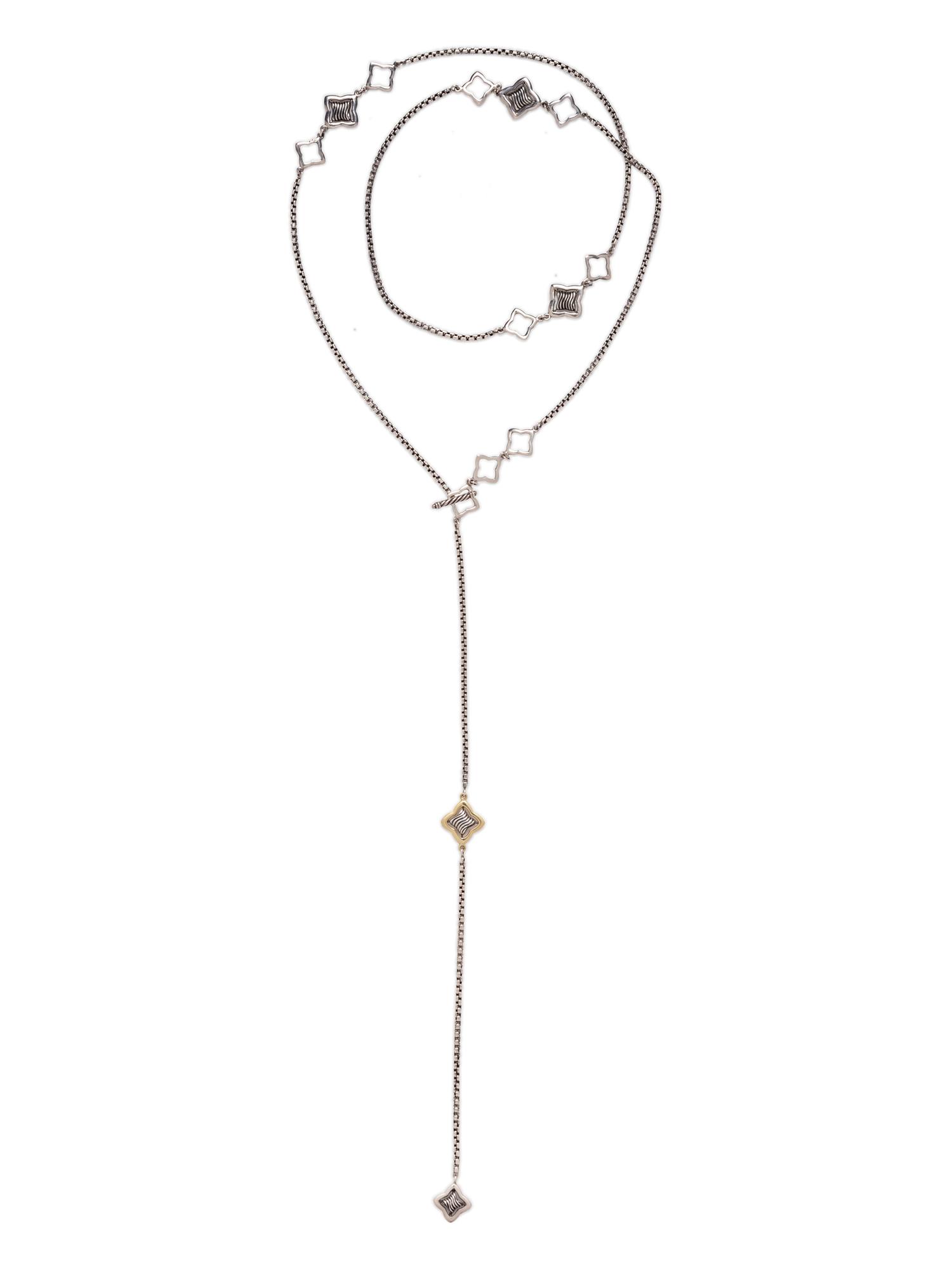 A Sterling Silver and 18 Karat Yellow Gold Lariat Necklace, David Yurman,