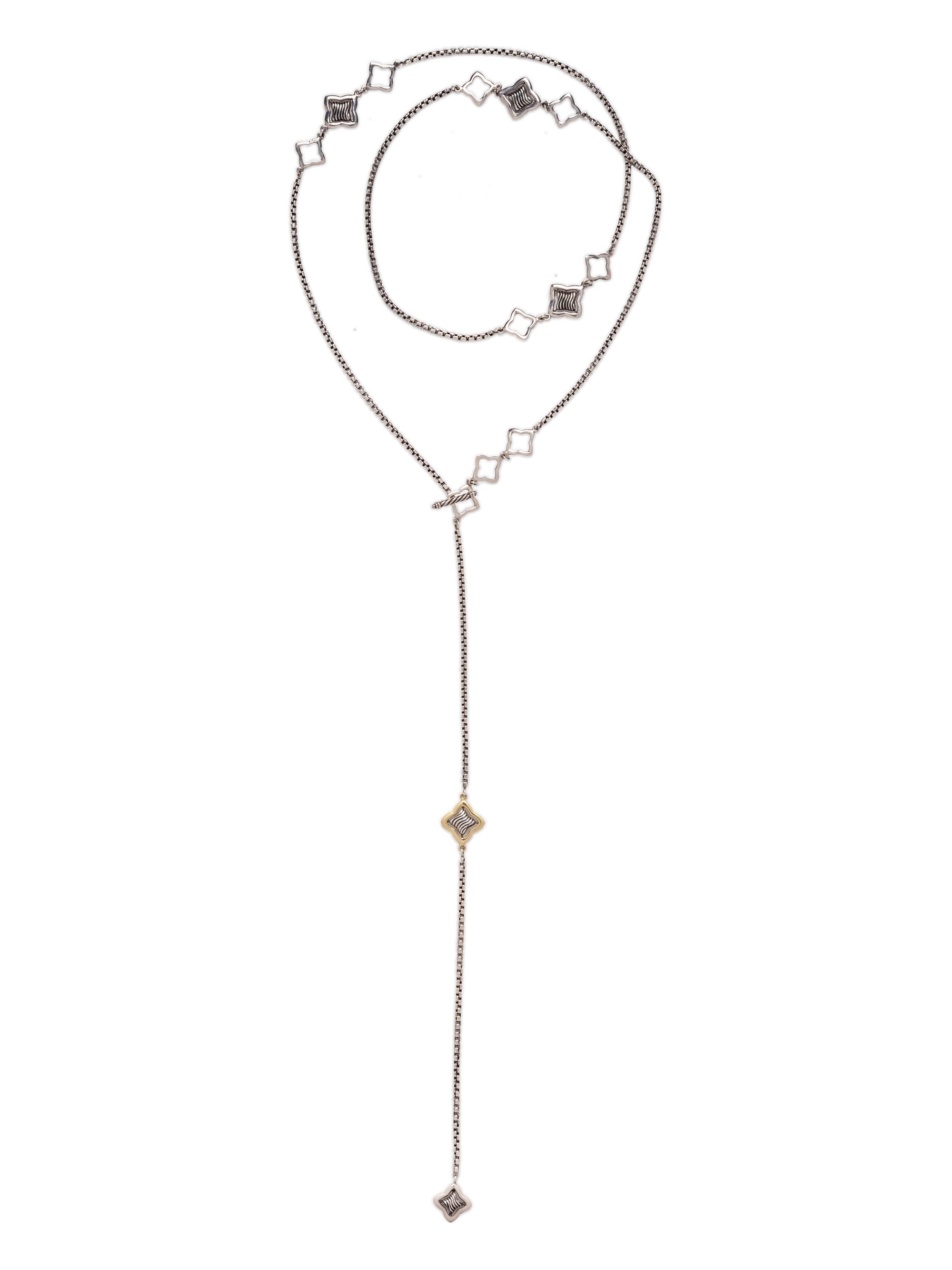 A Sterling Silver and 18 Karat Yellow Gold Lariat Necklace, David Yurman,
